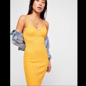 Free People Yellow Lace Slip Dress NWT